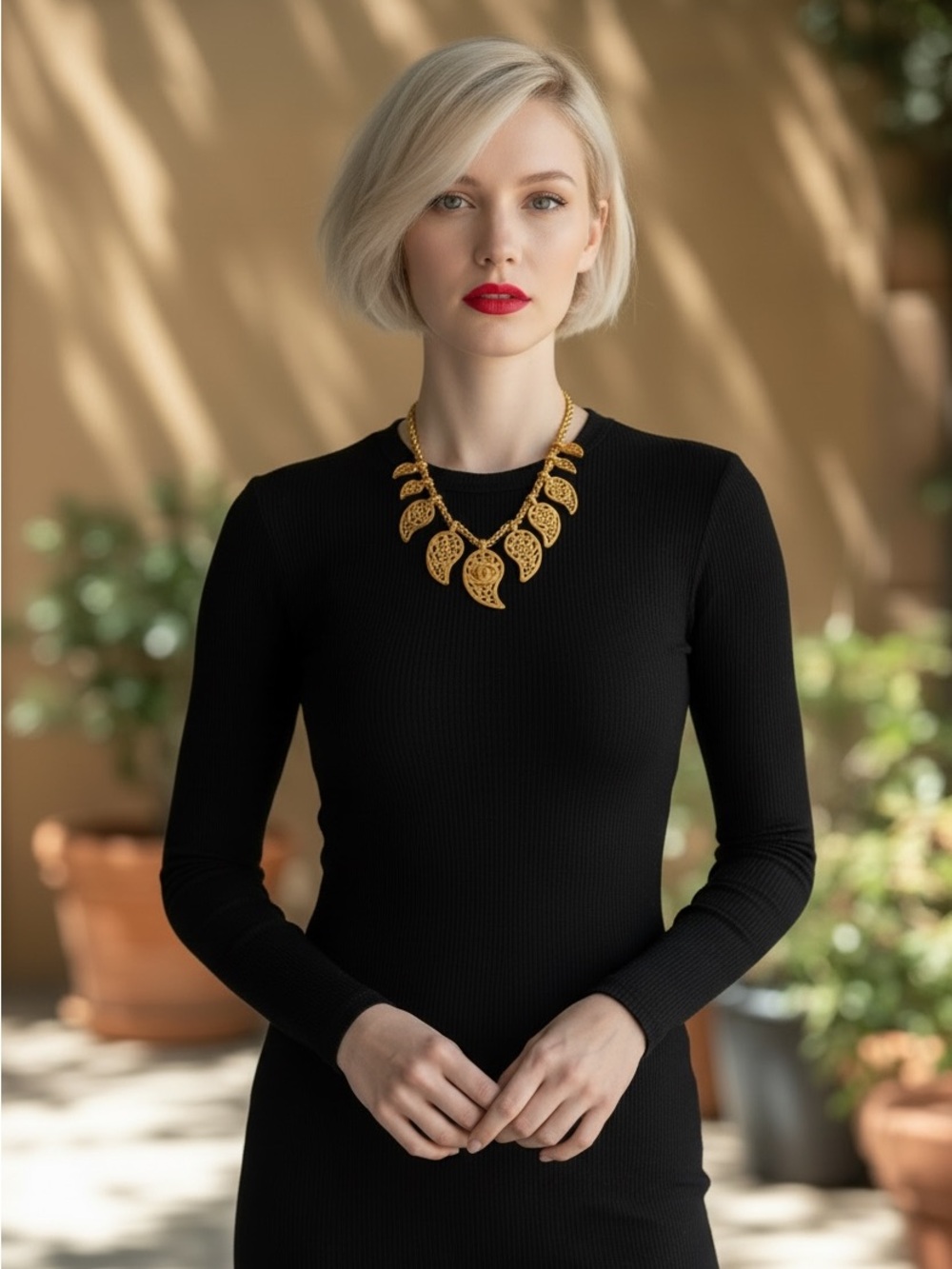 CHANEL Vintage Rare Gold Plated Necklace